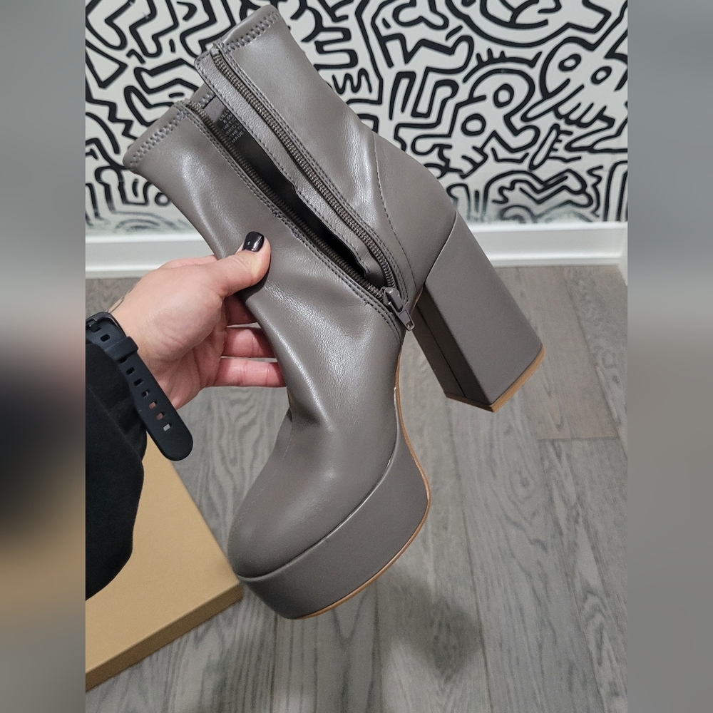 Gray Platform Ankle Boots